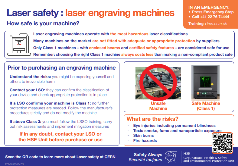 Laser safety poster on laser engraving machines