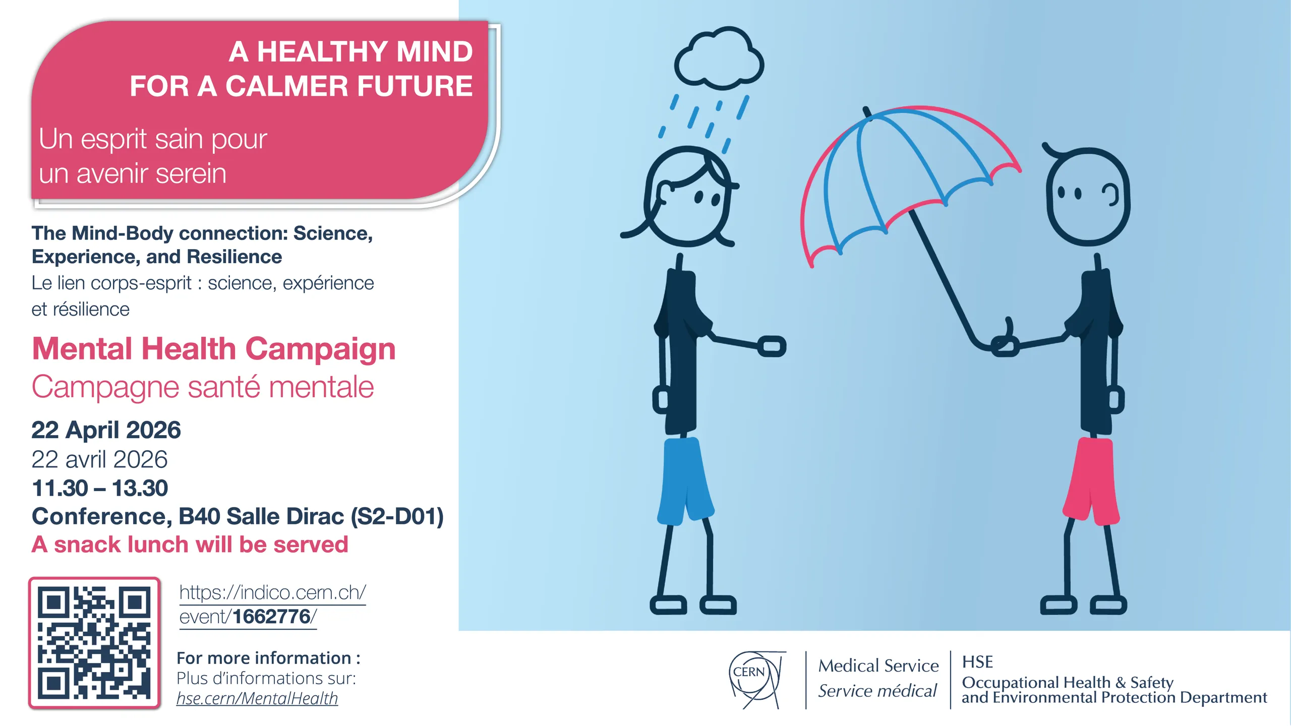 A healthy mind for a calmer future: lunch & learn conference, 22 April 2026