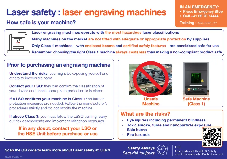 Laser safety poster on laser engraving machines